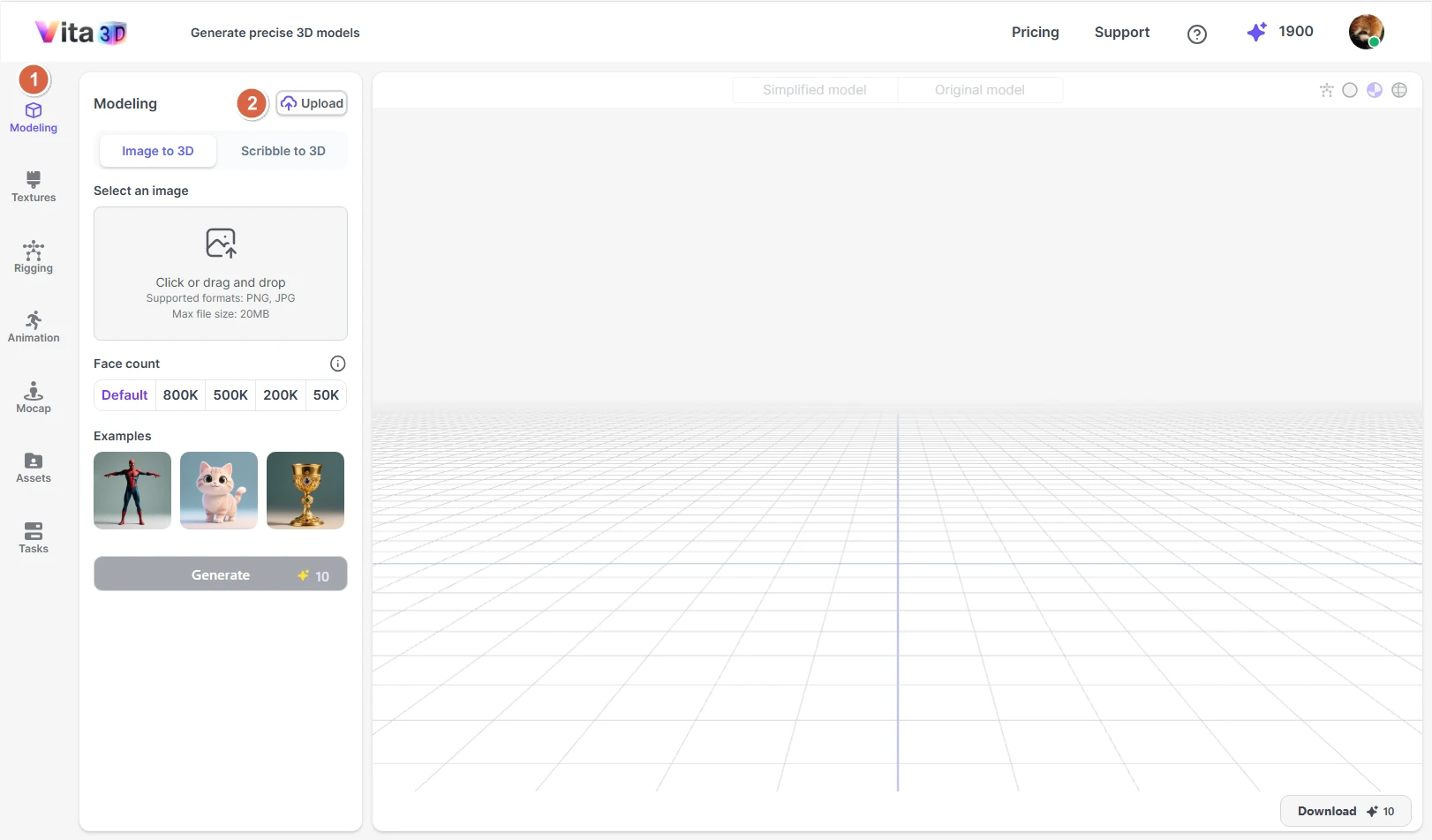 Manually upload 3D model